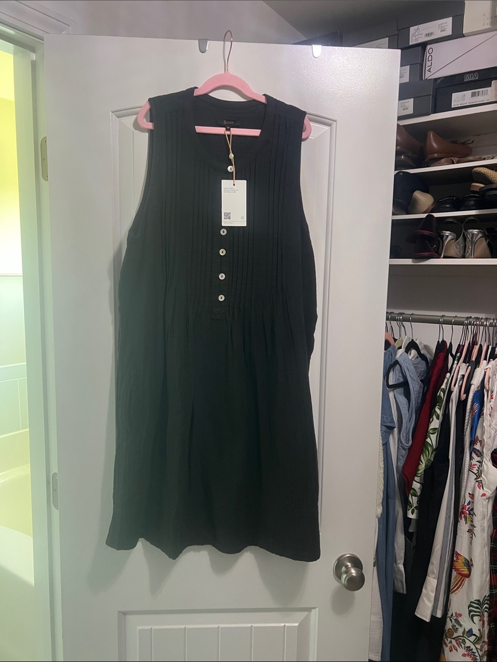 NWT quince linen black shift dress